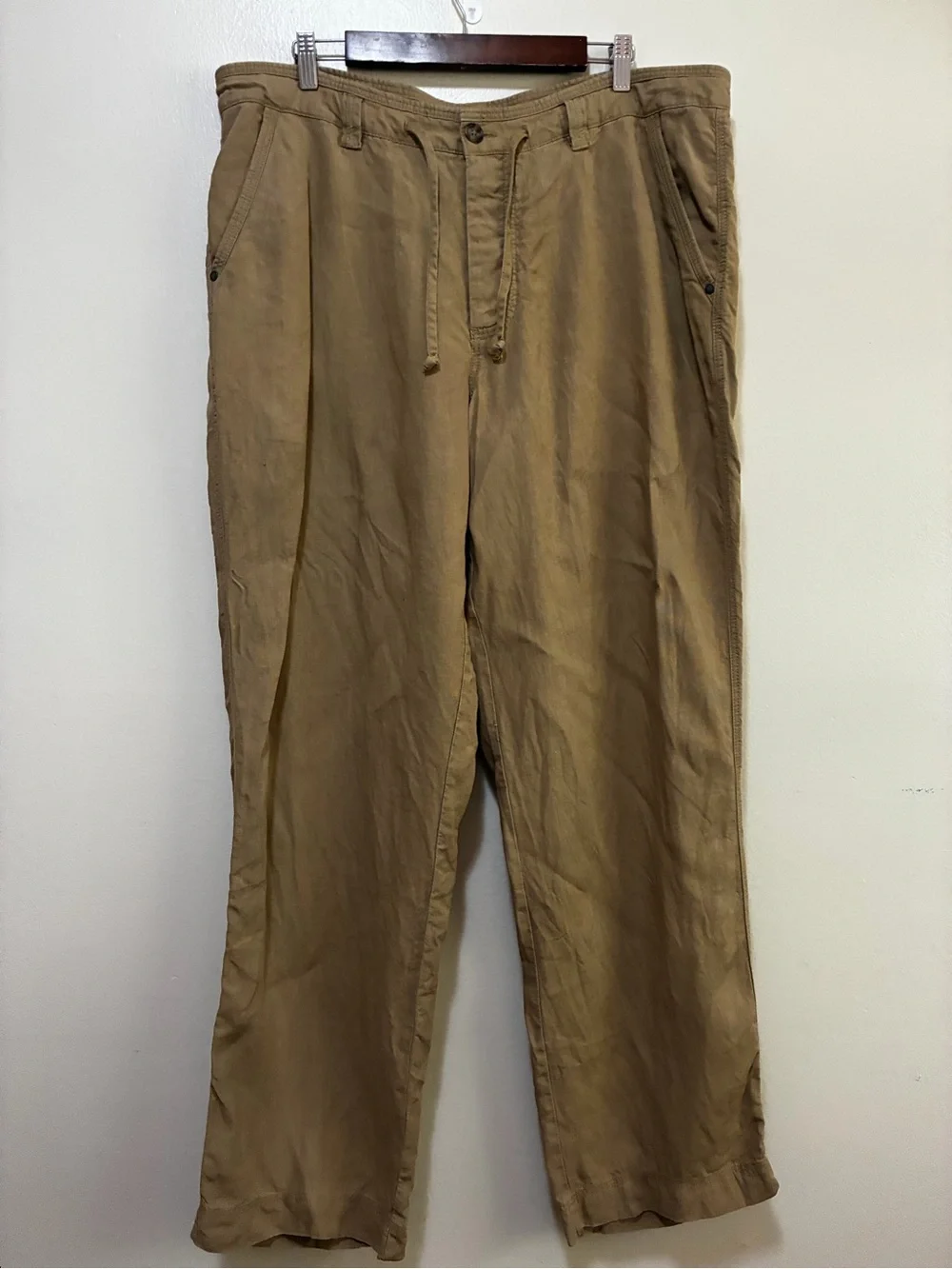 Murano Baird McNutt Irish Linen Men's Drawstring Chino Pants Khaki Brown
